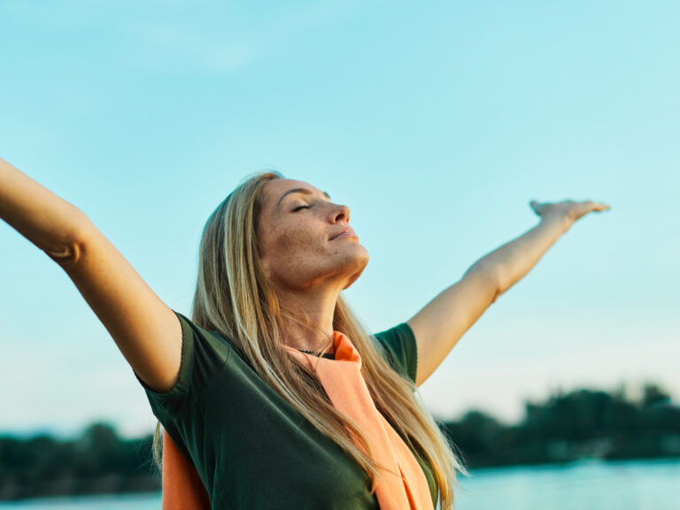 woman outdoor happy portrait female smiling young happiness life